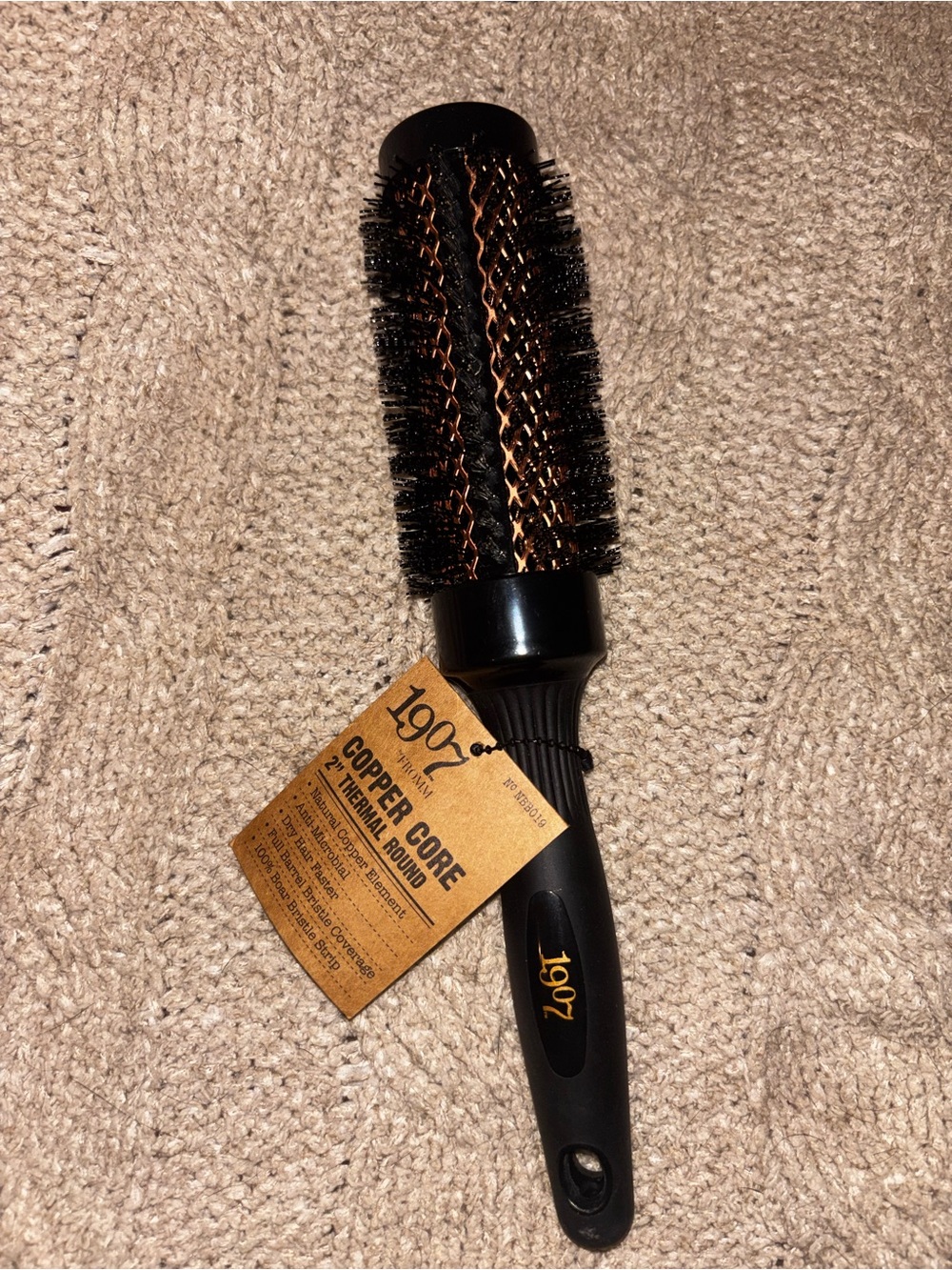 1907 by Fromm Copper Core 2” Thermal Round Hair Brush Boar Bristles NWT